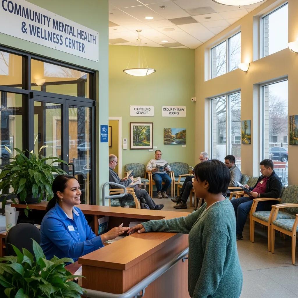 Entrance of a community mental health clinic showing accessible care for residents