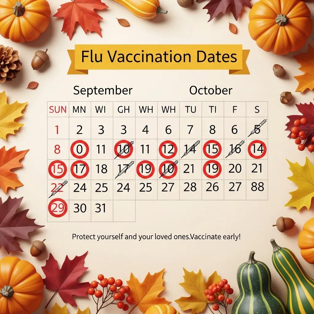 Calendar highlighting optimal flu vaccination dates in Baltimore