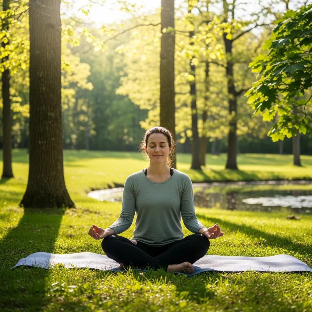 Person practicing deep breathing outside to manage cravings and stress