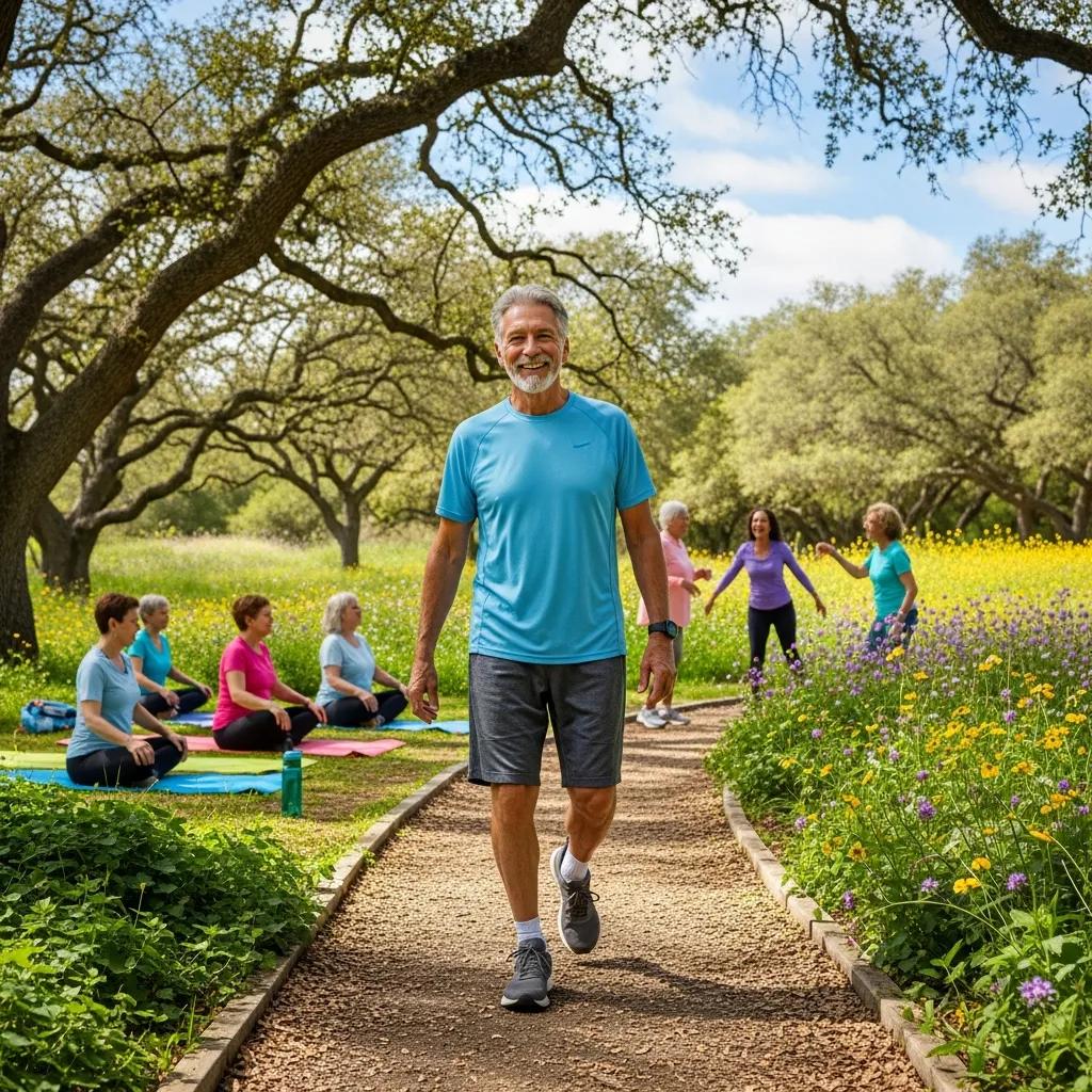 Senior man walking in a park to illustrate how physical activity supports memory and brain health