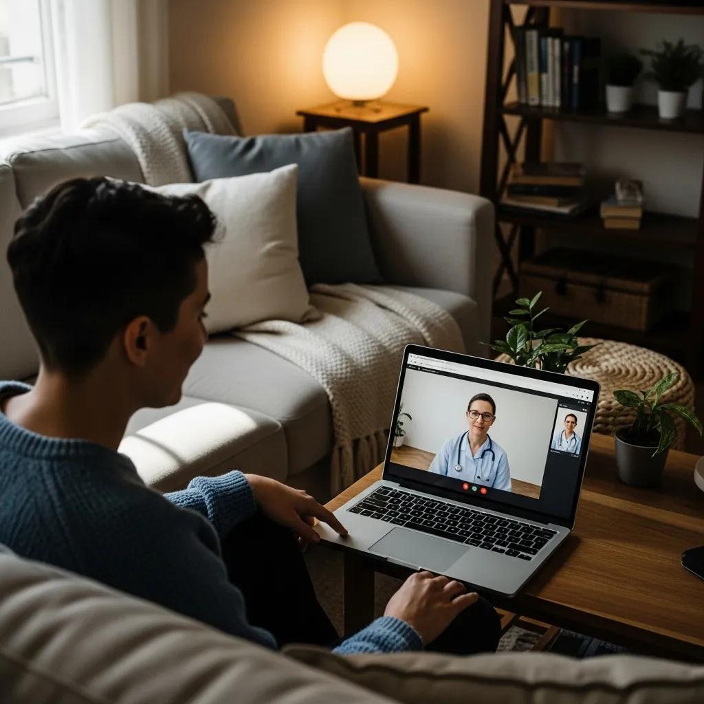 Patient on a telehealth call about pain management, highlighting the convenience of virtual care